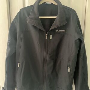 Columbia Jacket Mens XL Black Full Zip Outdoor Hiking wind stopper exc cond